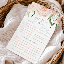 Pink Rose Floral Girl Baby Shower Prediction Game