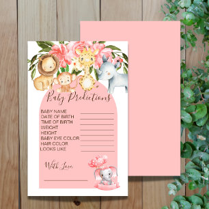 Papier Pink Safari thème Baby shower prédictions jeu