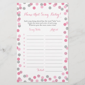 Papier Pink & Silver Guess the Baby Song Baby shower Jeu