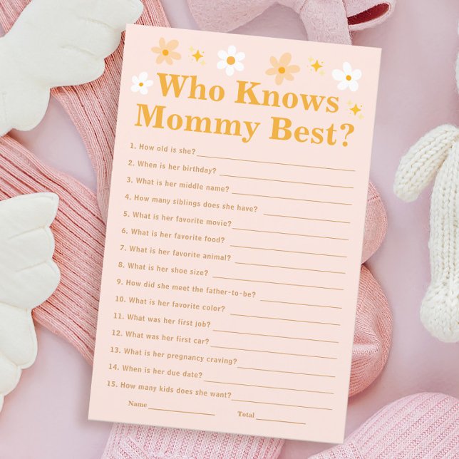 Papier Pink Spring Baby shower Jeu Qui Connaît Maman Meil (Créateur téléchargé)