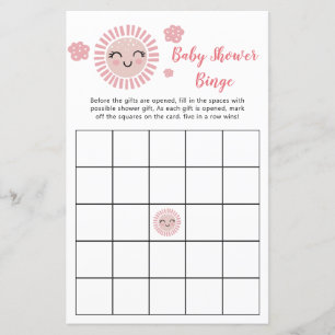 Papier Pink Sunshine Baby Girl Douche Bingo Jeu