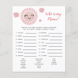 Papier Pink Sunshine Qui Est Mon Baby shower Mama Jeu