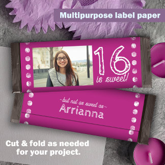 Papier Pink Sweet 16 Anniversaire Candy Bar Wrapper