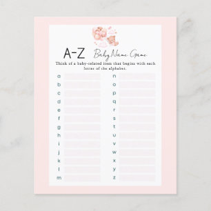 Papier Pink Teddy Bear One Baby Name Shower Jeu