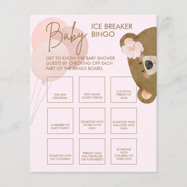 Papier Pink Teddy peut attendre bébé Bingo brise glace (Devant)