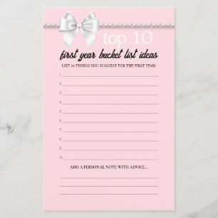 Papier Pink Tiffany Bucket List Conseils Baby shower Jeu
