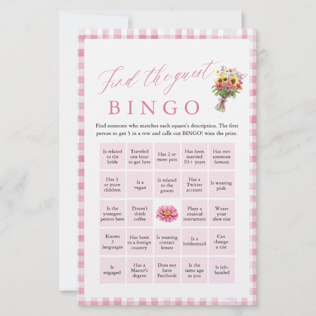 Papier Pink Trouver l'invité Fête des mariées de Bingo je (Devant)
