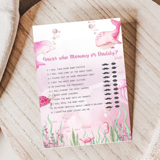 Papier Pink Under the Sea Baby Shower Guess Who Game (Under the Sea Baby Shower Game)