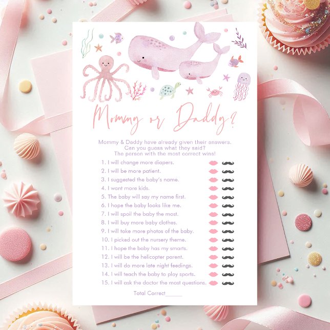 Papier Pink Under the Sea Mommy or Daddy Shower Game (Créateur téléchargé)