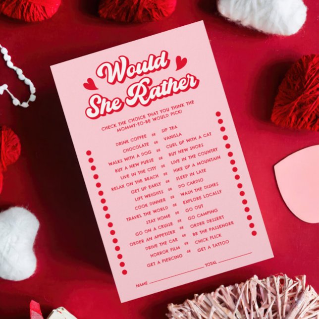 Papier Pink Valentine Baby shower Voudrait-Elle Plutôt Jo (Créateur téléchargé)