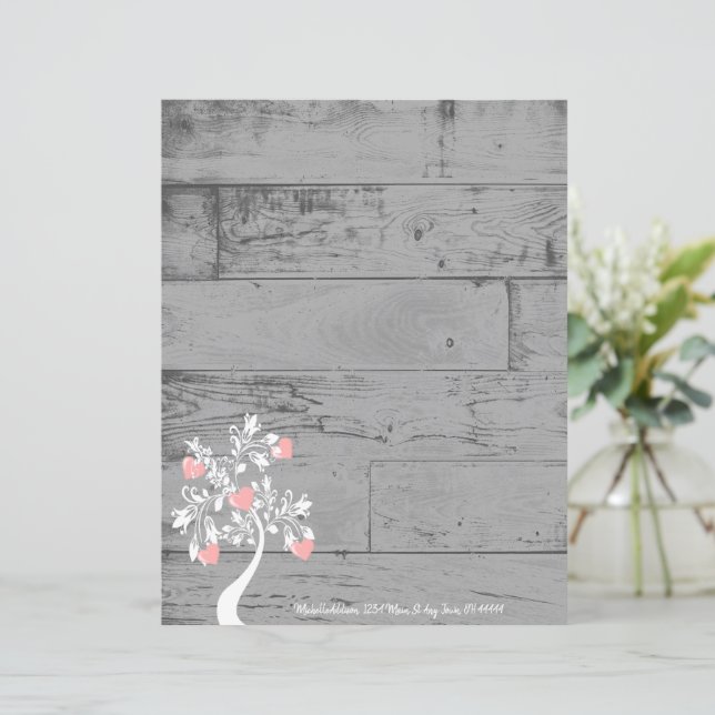 Papier Pink Valentine Hearts Tree Personnalisé (Debout devant)