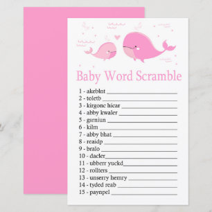 Papier Pink Whale Baby jeu de mots scramble