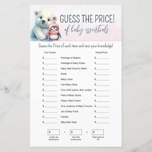Papier Pink Winter Girl Baby shower Guesser Jeu