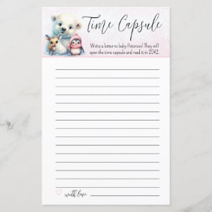 Papier Pink Winter Girl Baby shower temps Capsule jeu