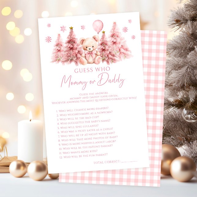 Papier Pink Winter Teddy Bear Bébé maman ou papa Jeu (Créateur téléchargé)