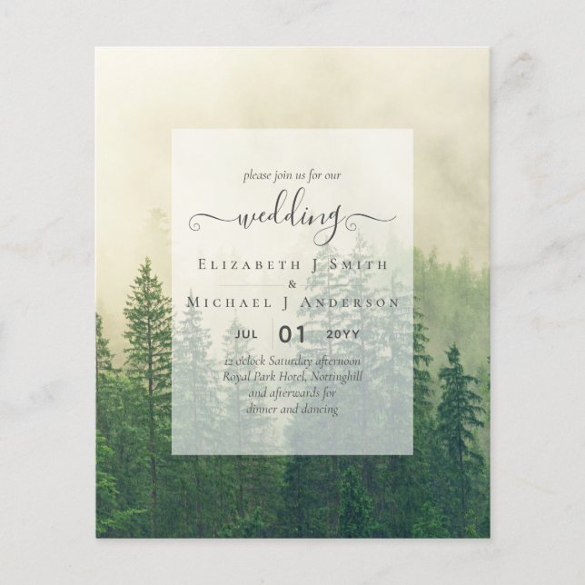 Papier Pins Budget Arbres Misty Forest Mariage vert (Devant)