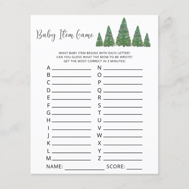 Papier Pins de pin Baby Item Jeu. Jeu baby shower (Devant)