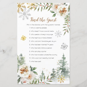 Papier Pins d'hiver fleurs blanches Trouvez le jeu Invité