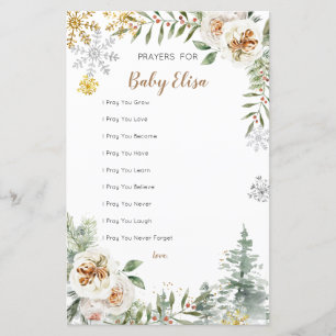 Papier Pins d'hiver Prières florales blanches pour bébé