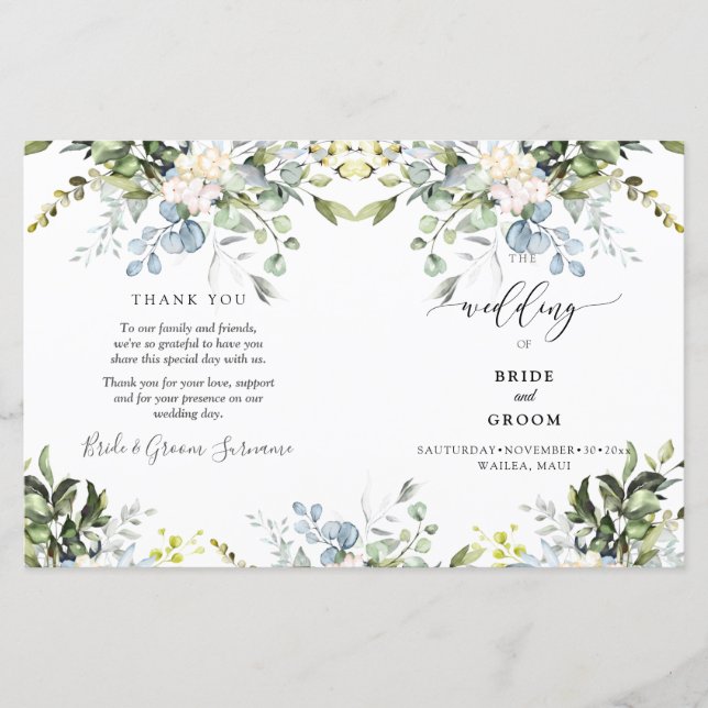 Papier PixDezines Aquarelle Dusty Blue Gum Eucalyptus (Devant)