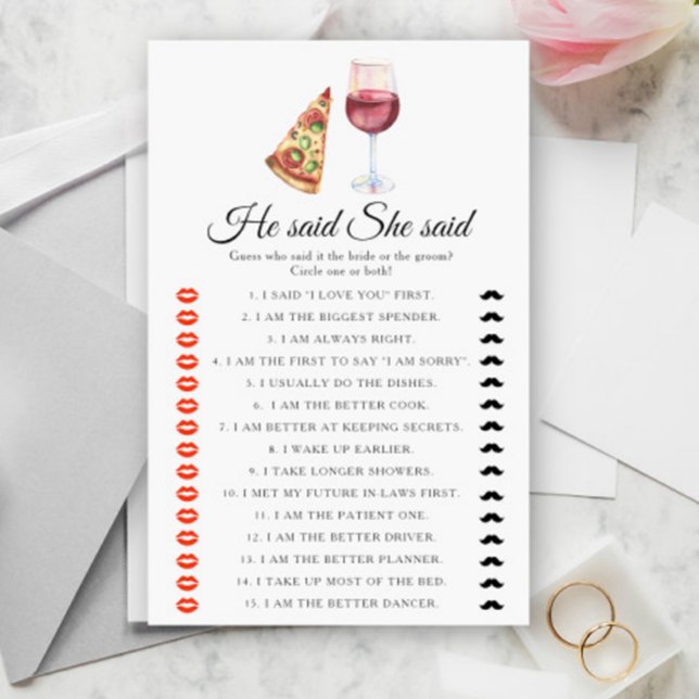 Papier Pizza Wine Bridal shower He said she said (Créateur téléchargé)