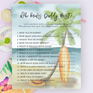 Papier Plage de surf -  Jeu Qui connaît le mieux papa