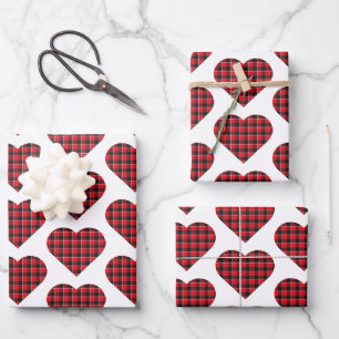 Papier plaid en forme de cœur rouge noir Buffalo