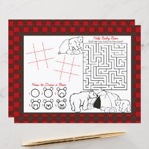 Papier Plaid Flannel Ours Enfants Fiche d'activité Sets d