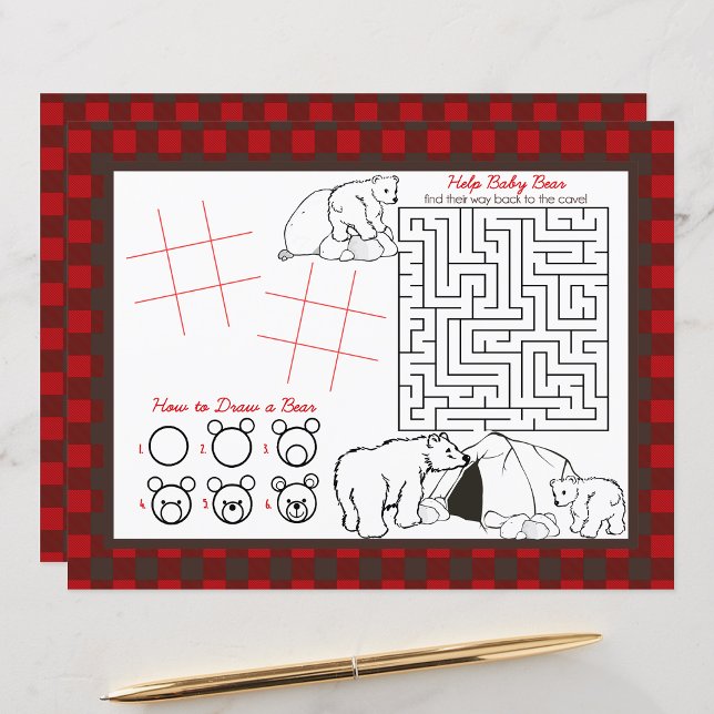 Papier Plaid Flannel Ours Enfants Fiche d'activité Sets d (Créateur téléchargé)