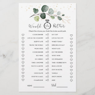 Papier Plairait-elle à Eucalyptus Fête des mariées jeu