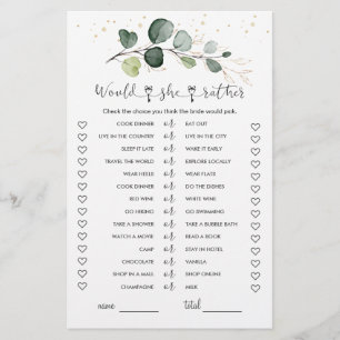Papier Plairait-elle à Eucalyptus Fête des mariées jeu