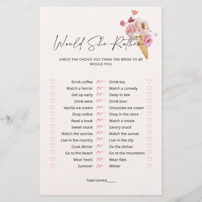 Papier Plairait-elle à la crème glacée jeu Fête des marié (Devant)