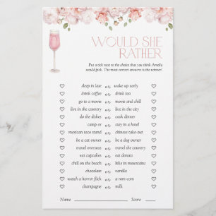 Papier Plairait-Elle À Pink Floral Fête des mariées Jeu