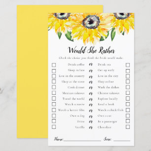 Papier Plairait-elle à Sunflower Fête des mariées jeu