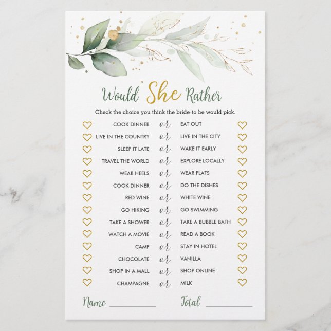 Papier Plairait-Elle À Un Jeu De Mariage Vert Foliage (Devant)