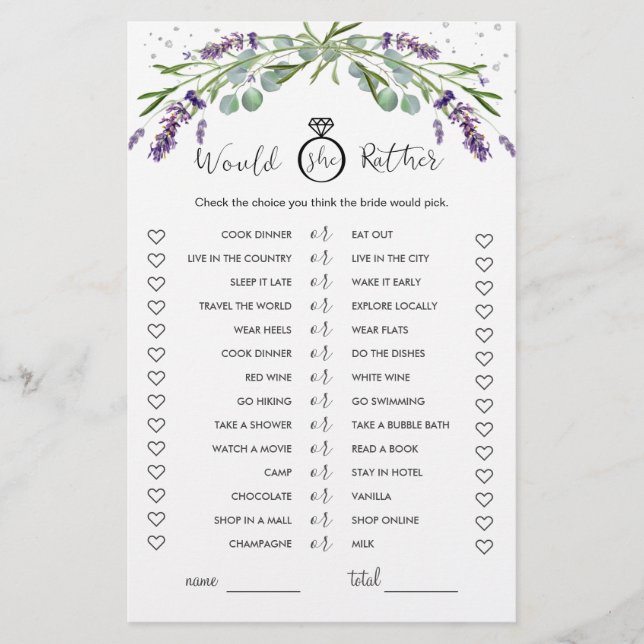 Papier Plairait-Elle Plutôt Lavender Eucalyptus jeu nupti (Devant)