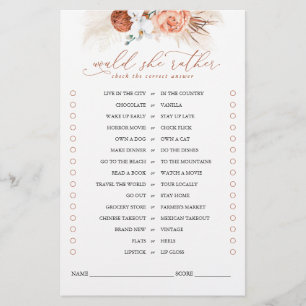 Papier Plairait-Elle Plutôt Terracotta Floral Bride Jeu