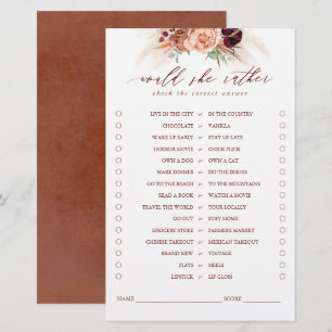 Papier Plairait-Elle Plutôt Terracotta Floral Bride Jeu