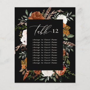 Papier Plan de sièges de table à fleurs noires en terre c