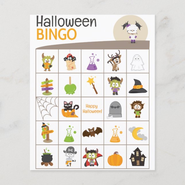 Papier Planche de BINGO Halloween Fille Momie Adorable ! (Devant)