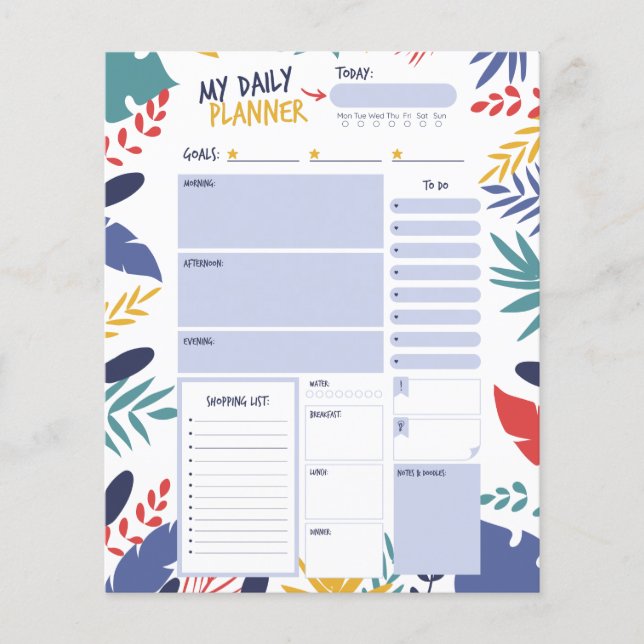 Papier Planificateur quotidien imprimable, liste quotidie (Devant)