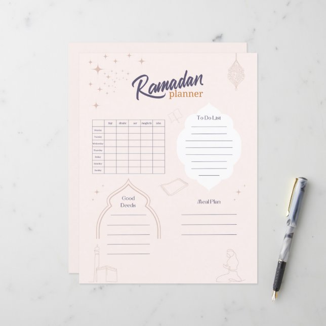 Papier Planificateur Ramadan (Devant/Arrière en situation)