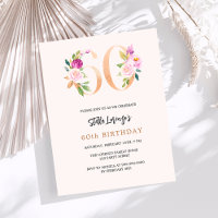 Plantes de pêche rose 60e anniversaire invitation 