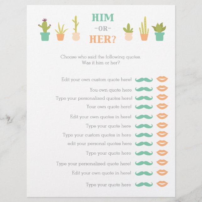 Papier Plantes succulents lui ou son jeu de douche nuptia (Devant)