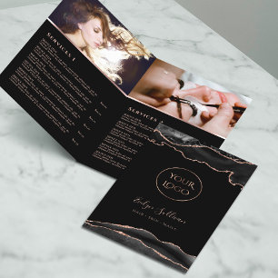 Papier plaquette du service agate en or noir et rose