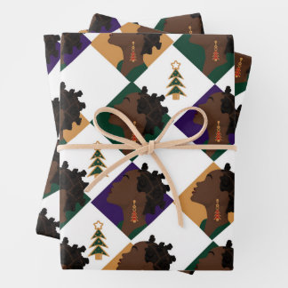 Papier plat Bantu Violet enveloppant Jeu de 3