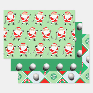 Papier plat d'enveloppement de Noël de golf Jeu de