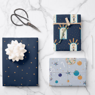 Papier plat Disco Christmas Wrapper Set de 3