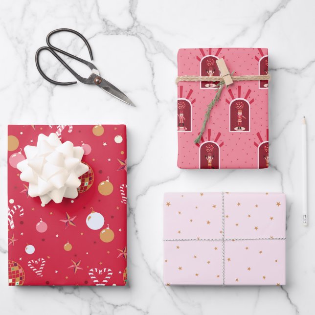 Papier plat Disco Christmas Wrapper Set de 3 (Recto)