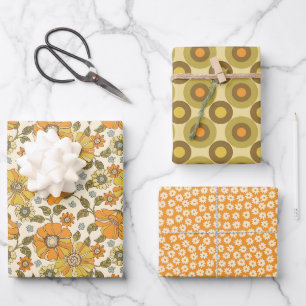 Papier plat Retro Orange Floral